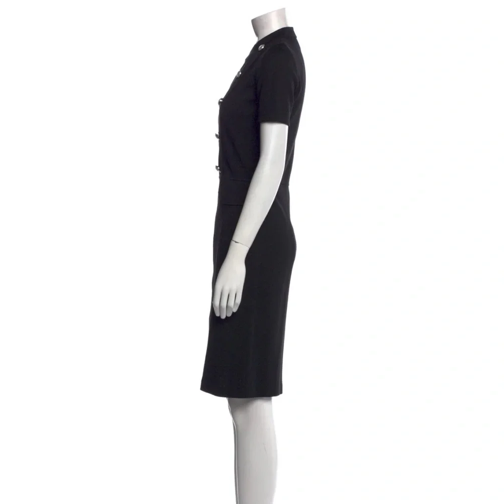 St. John Milano Military Black Button Midi Dress Short Sleeve, Size 6 - Picture 3 of 11